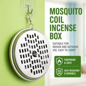 Camping mosquito incense box - Home use outdoor portable stainless steel mosquito incense holder with hook